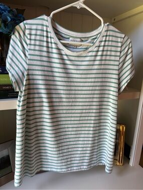 Alice Walk Green Striped Short Sleeve Tee
